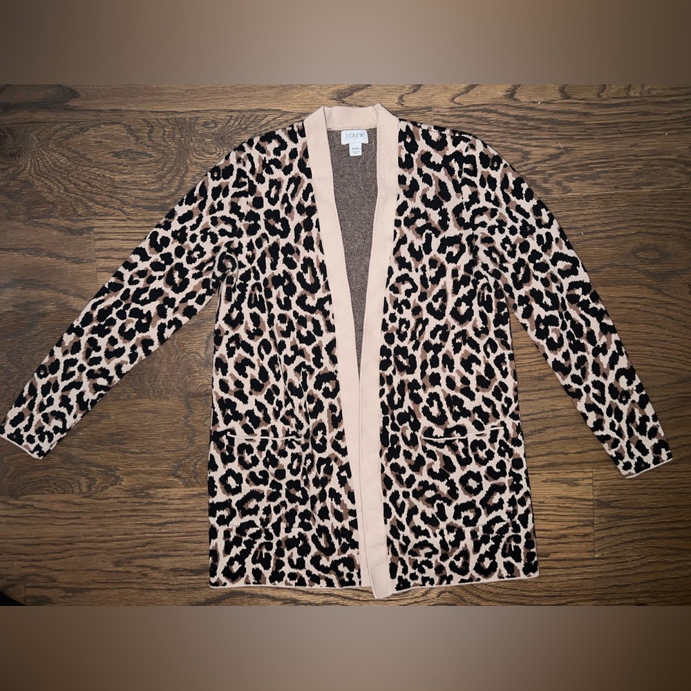 J.Crew Factory Leopard Animal Print Open Front‎ Cardigan